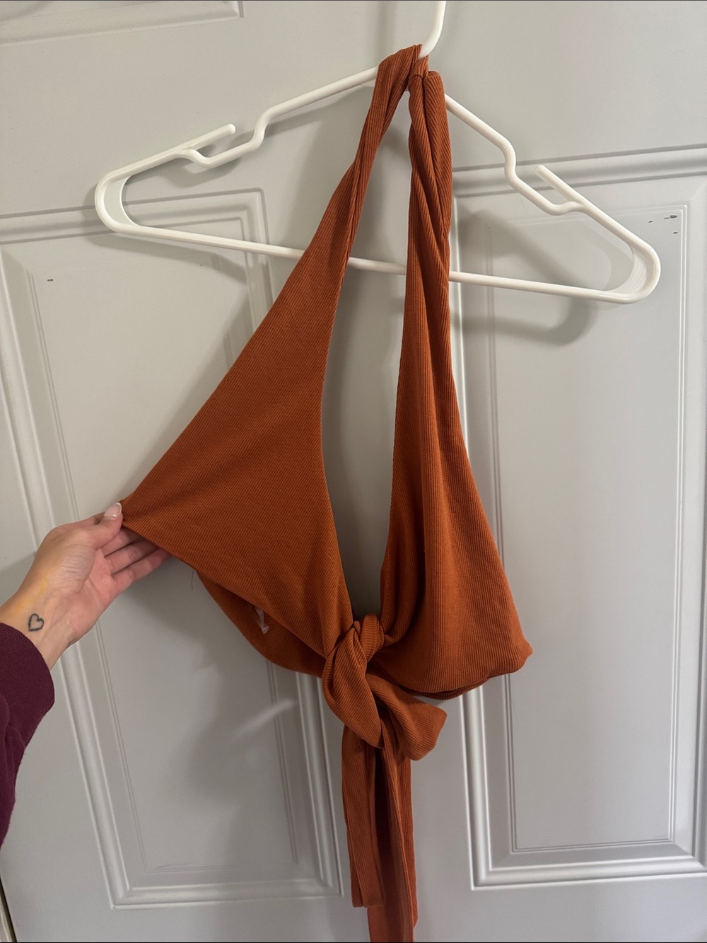 Tie-Front Halter Crop Top in Rust